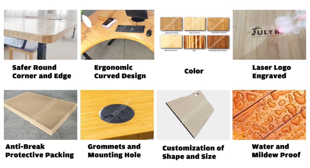 High Strength: Bamboo plywood is known for its exceptional durability, making it resistant to scratches, dents, and daily wear and tear.
Water Resistance: Unlike traditional wood, bamboo plywood has natural water-resistant properties, making it ideal for kitchens, dining areas, and outdoor settings.
Easy Maintenance: The smooth surface of bamboo plywood is easy to clean and maintain, ensuring your table top stays pristine for years.
Eco-Friendly: Bamboo is a rapidly renewable resource, making bamboo plywood a sustainable alternative to traditional wood or synthetic materials.